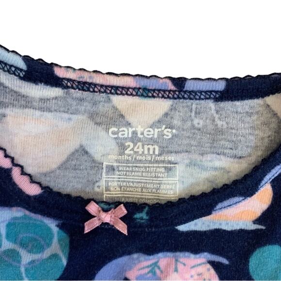 Carter’s Pink Snails Matching Pajama Shorts Set Navy Blue 24 months - Picture 3 of 6